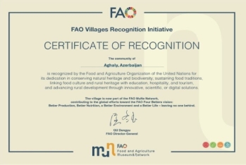 Zəngilanın Ağalı kəndi FAO-nun "Model Kəndlər Şəbəkəsinə" daxil edilib