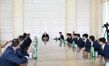 Prezident İlham Əliyev Azərbaycan milli komandasının üzvlərini qəbul edib | FED.az