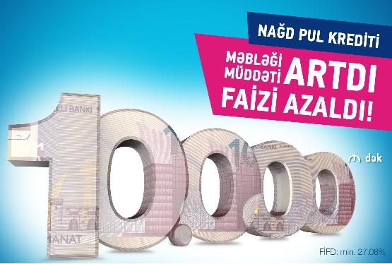 “Bank of Baku”-dan 10.000 AZN-dək Nağd Pul Krediti
