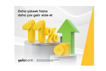 Yelo Bank-da əmanət yerləşdir, 11% gəlir qazan!