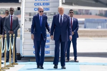 Tramp Ankaraya gedib - Ərdoğan Donald Trampı hava limanında qarşılayıb