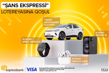 «Volkswagen», «iPhone 16»lar və «Apple Watch»lar udmaq şansı – «Expressbank» müştəriləri üçün "Şans Ekspressi" lotereyası