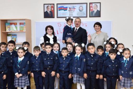Ильхам Алиев принял участие в открытии нового здания средней школы номер 311