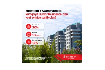 Ziraat Bank Azərbaycan Sumqayıt Bulvar Residence layihəsi üzrə partnyor daşınmaz əmlak krediti kreditini - TƏQDİM EDİR