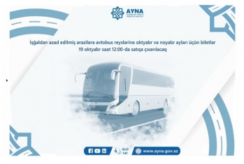 Qarabağa avtobus reyslərinə oktyabr-noyabr ayları üçün biletlər - SATIŞA ÇIXARILIR