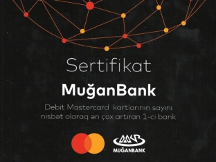 “Muğanbank” beynəlxalq kart təşkilatı - TƏRƏFİNDƏN MÜKAFATLANDIRILIB