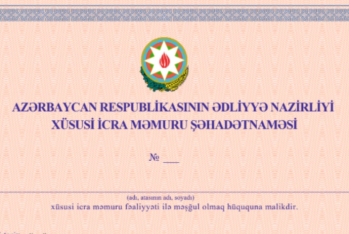 Xüsusi icra məmurunun şəhadətnamə və xidməti vəsiqəsinin formaları təsdiqlənib