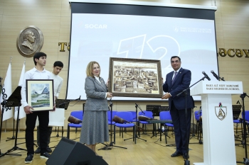 Bakı Ali Neft Məktəbində Mədəniyyət və İncəsənət Universitetinin 100 illik yubileyi qeyd olunub - FOTOLAR | FED.az