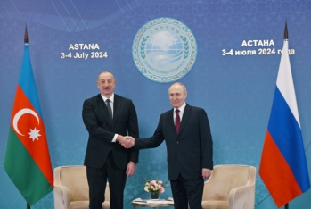 Astanada İlham Əliyevin  Vladimir Putin ilə görüşü olub  - FOTO