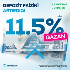 “Bank of Baku”da əmanət faizi yüksəldi - [red]11.5 %-DƏK OLDU[/red] | FED.az