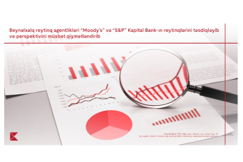 “Moody’s” və “S&P” Kapital Bank-ın reytinqlərini təsdiqləyib və bankın  perspektivini - MÜSBƏT QİYMƏTLƏNDİRİB