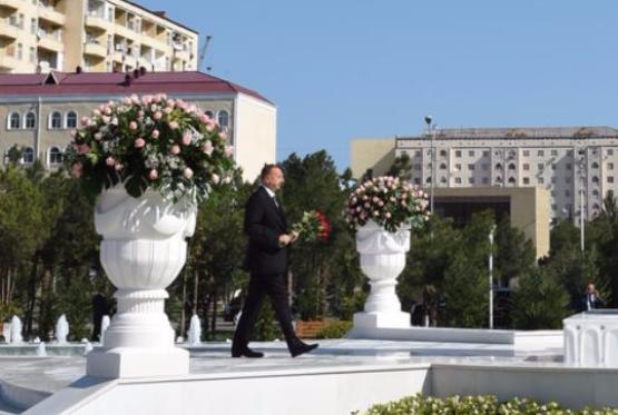 Президент Ильхам Алиев прибыл в Сумгаит