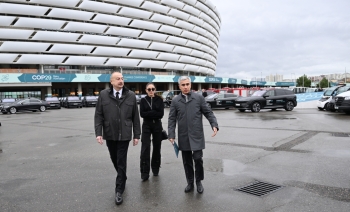 Prezident Bakı Olimpiya Stadionunda COP29-la bağlı yaradılan şəraitlə tanış olub - FOTOLAR | FED.az