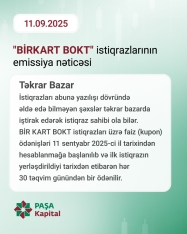 PAŞA Kapital "BirKart BOKT" MMC-nin 2 milyon manatlıq istiqraz emissiyasını uğurla - [red]HƏYATA KEÇİRDİ[/red] | FED.az
