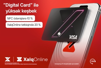 Xalq Bankdan Digital Card-la əməliyyatlara - 20%-DƏK KEŞBEK!