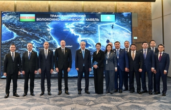 Azərbaycan və Qazaxıstan prezidentləri Trans-Xəzər Fiber-Optik Kabel Xəttinin açılışını ediblər | FED.az