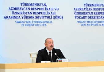 Azərbaycan, Türkmənistan və Özbəkistan liderləri mətbuata birgə bəyanatla çıxış ediblər -  FOTO | FED.az