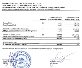 “NEO” BOKT ASC ötən il zərərlə işləyib- AKTİVLƏRİ ÇÖKÜB - HESABAT | FED.az