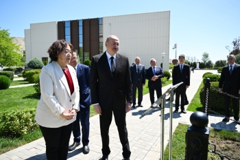 Prezident Mingəçevirdə İES-ə atılan raketin düşdüyü ərazidə - FOTOLAR | FED.az