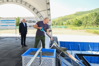 Prezident  Laçında “Həkəriçay” su anbarının təməlini qoyub - FOTOLAR