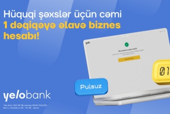 Yelo Bank ilə cəmi 1 dəqiqəyə, videozəngsiz əlavə biznes hesabı aç!