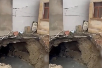 Bakıda torpaq çökdü: Evlər üçün təhlükə yarandı - VİDEO