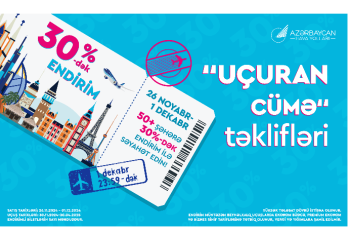 AZAL-dan “Uçuran Cümə” kampaniyası: aviabiletlərə 30%-dək endirim