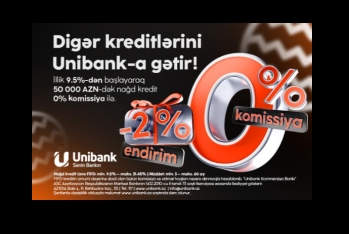 Unibankın Yeni il kampaniyası davam edir: 0 % komissiya, 2 % endirim!