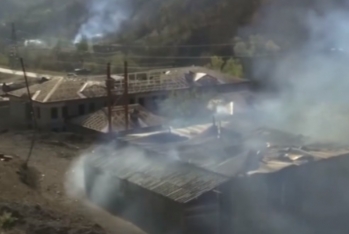 Ermənilər indi də Ağdamda evləri yandırır - Video