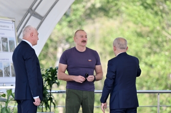 Prezident  Laçında “Həkəriçay” su anbarının təməlini qoyub - FOTOLAR | FED.az