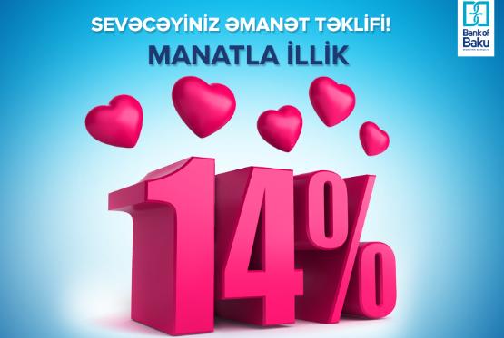 Bank of Baku-dan əmanətlərinizə illik 14% gəlir!