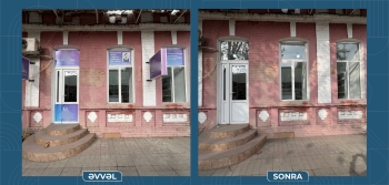 XIX əsrə aid Qarabəy karvansarayının fasadındakı reklamlar sökülüb - FOTOLAR | FED.az