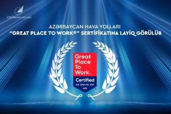 Azərbaycan Hava Yolları ilk dəfə beynəlxalq nüfuzlu “Great Place to Work” sertifikatı ilə təltif olunub