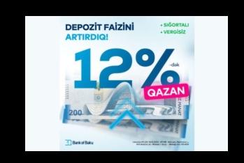 "Bank of Baku" əmanət faizini - 12%-DƏK YÜKSƏLTDİ