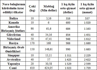 Azərbaycan qara kürünü xaricə 2600 manata satırmış - ÖLKƏLƏR, QİYMƏTLƏR -  SİYAHI | FED.az