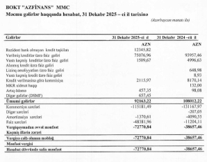 “Azfinans” BOKT-un zərəri ikiqat artıb  - [red]GƏLİRLƏRİ AZALIR - HESABAT[/red] | FED.az