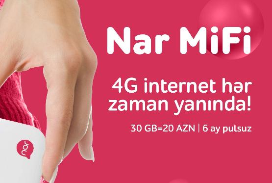 “Nar MiFi” paketini alanlara pulsuz internet 