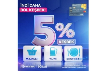 “Bank of Baku”dan bütün market, YDM və restoranlarda - 5% KEŞBEK